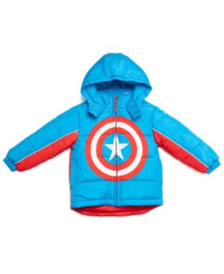 Boys Marvel Captain America Zip Up Winter Coat Puffer Jacket