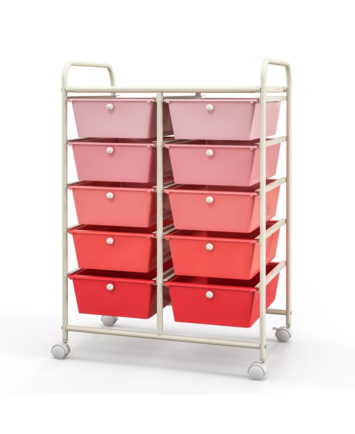 10-Drawer Rolling Storage Cart-Gradient - Pink