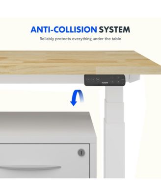 E7-COMMERCIAL 48  W Electric Adjustable Standing Desk, Rubber Wood Top, White Base