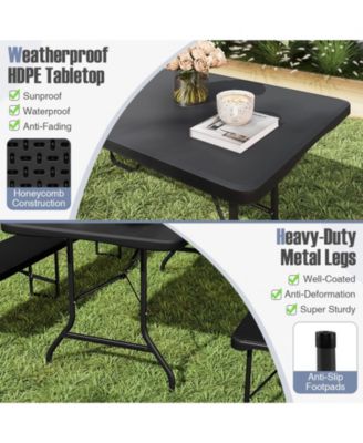 6 ft Portable Folding Table 350 LBS Fold-in-Half Table with HDPE Tabletop