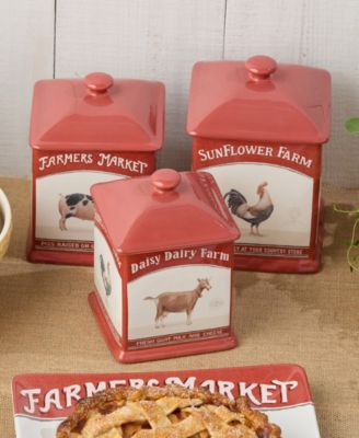 Vintage Farm Square Canisters, Set of 3