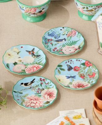Flora Canape Plates, Set of 4, Service for 4