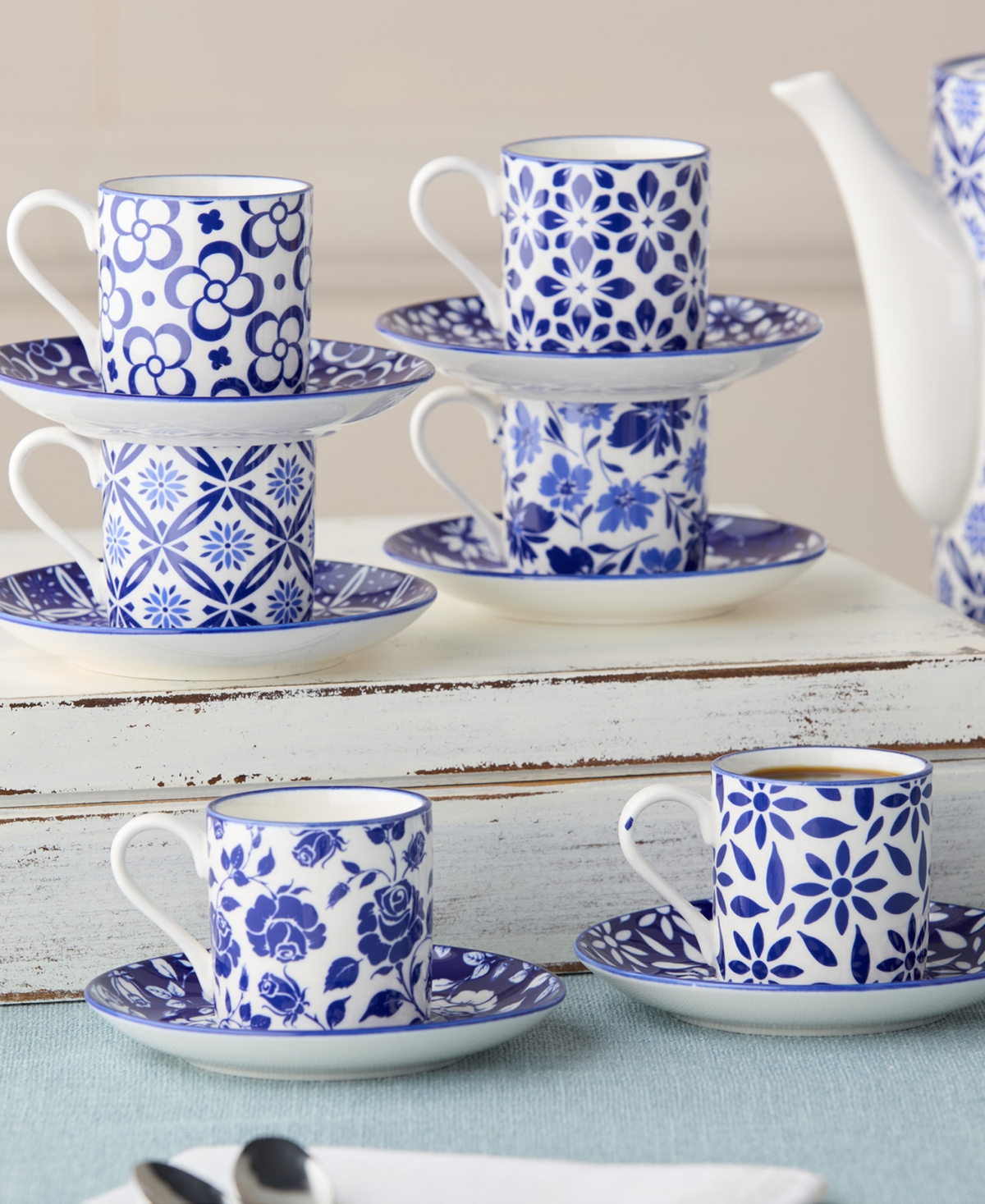 Certified International Madison Espresso Cups and Saucers, Set of 6