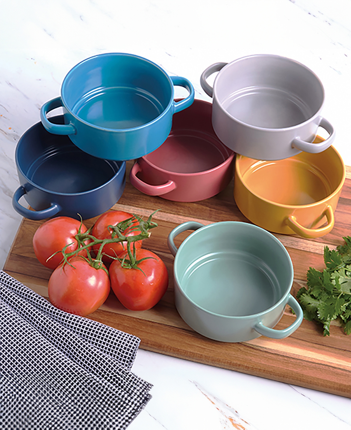 Certified International Matte Glaze Soup Crocks, Set Of 6, Service For 4 In Miscellaneous