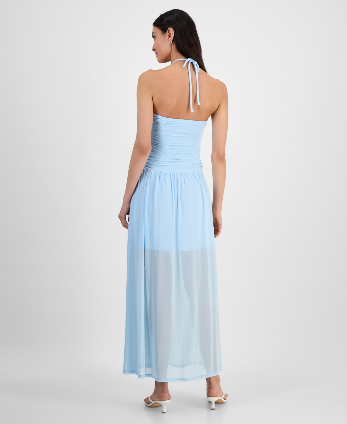 Bar Iii Women's Halter Bandeau Mesh Maxi Dress, Exclusively At Macy's In Oasis Blue