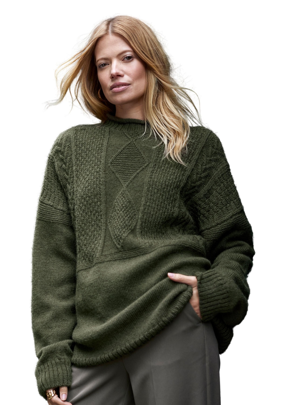 Women's British Wool Gansey Sweater - Undyed taupe