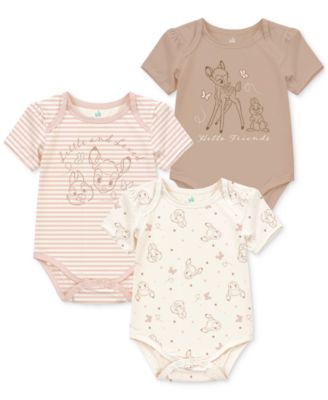 Baby Girls Bambi Short-Sleeve Bodysuits, Set of 3