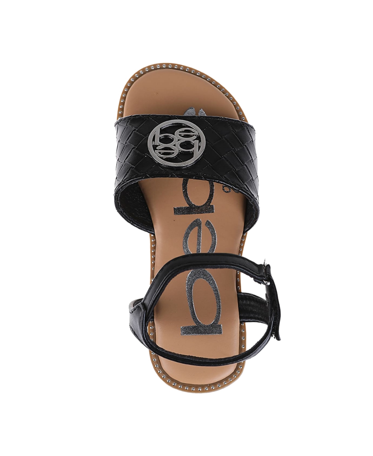 Bebe Little Girls Embossed Flat With Medallion Hardware Sandals In Black