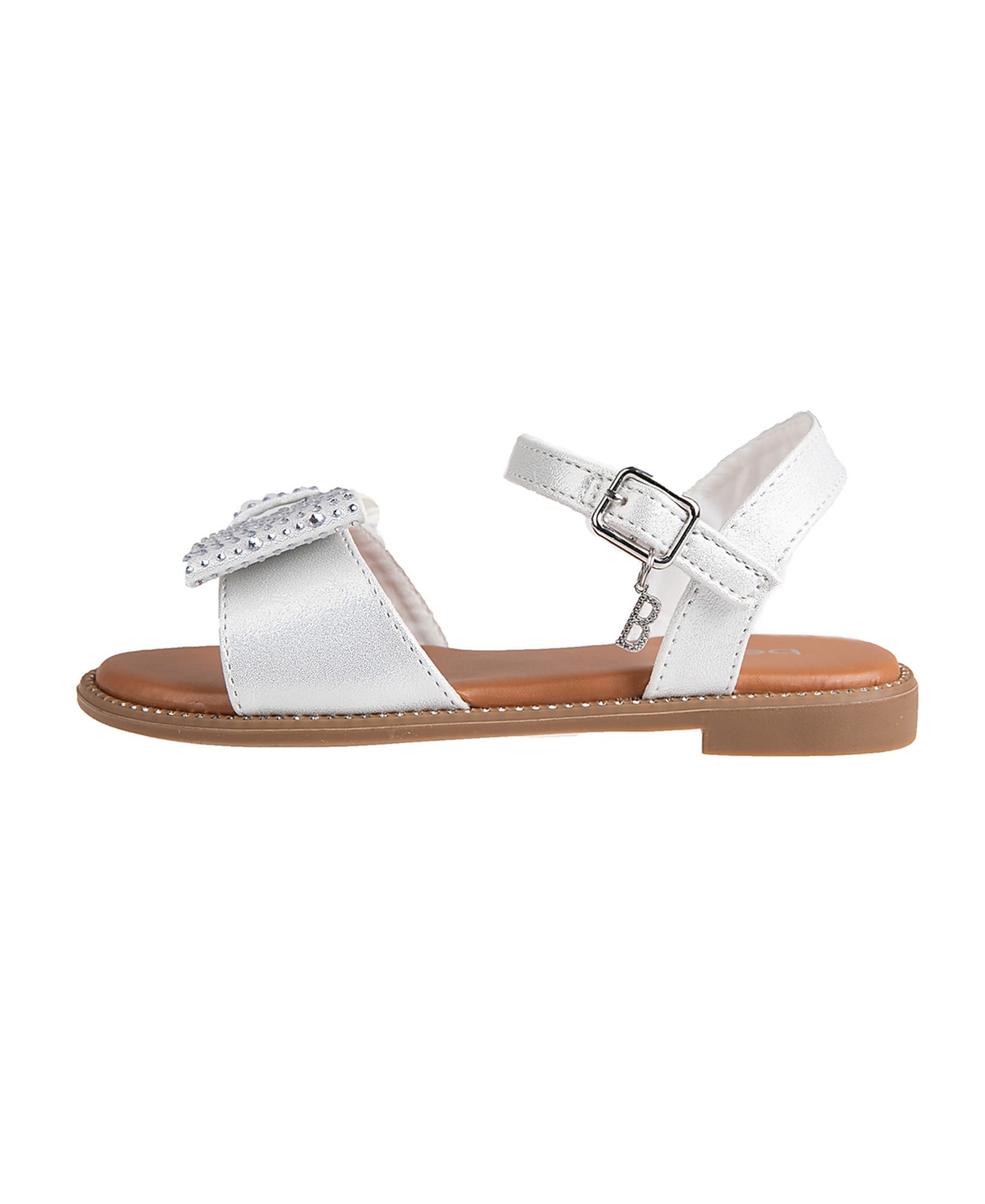 Bebe Little Girls Fashion With Special Rhinestone Bow Sandals In White
