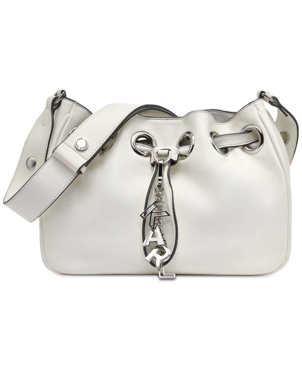 Karl Lagerfeld Desiree Small Leather Hobo Bag In Winter White