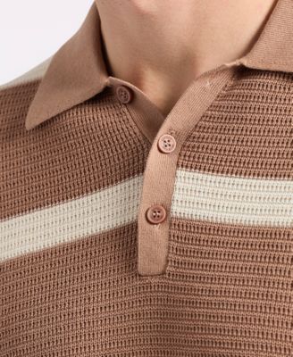 Men's Winder Textured Striped Polo Sweater