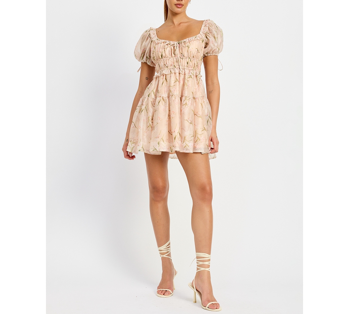 Women's Kimberly Shirred Mini Dress - Cantaloupe Multi