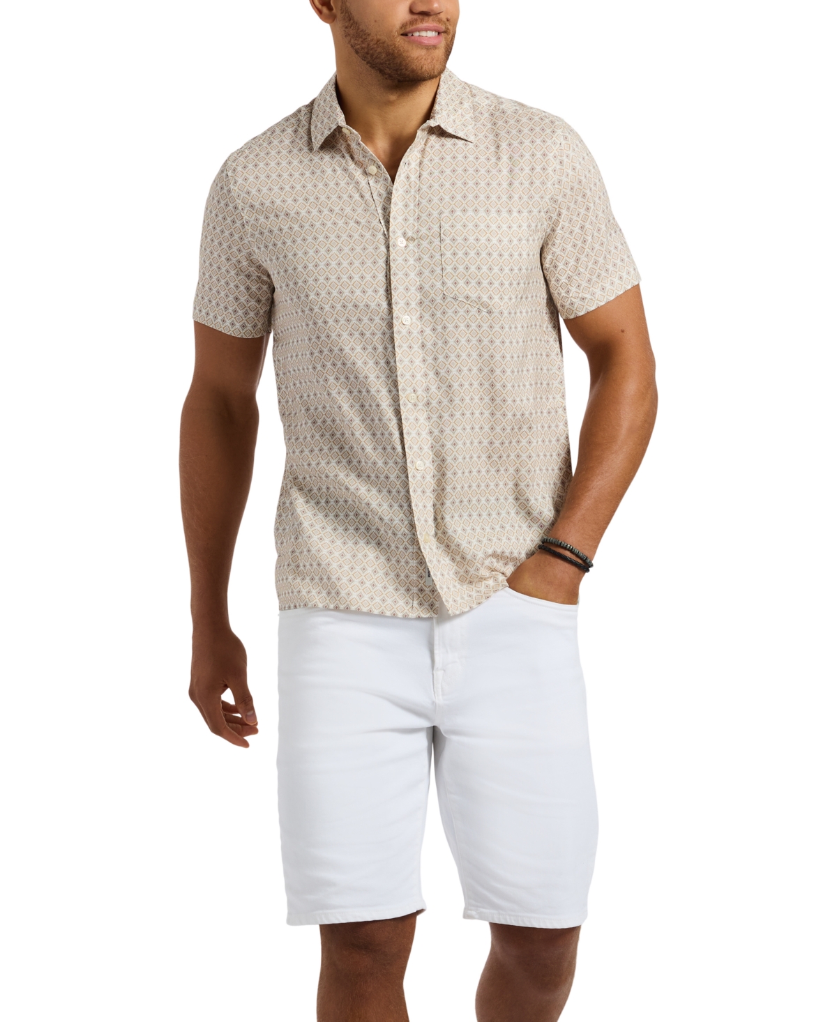 Buffalo David Bitton Men's Sirilo Geo-pattern Shirt In Milk