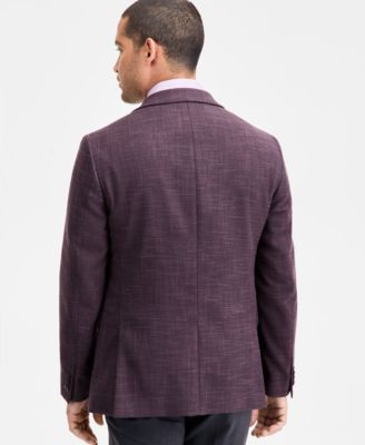 Men's Modern-Fit Maroon Textured Sport Coat
