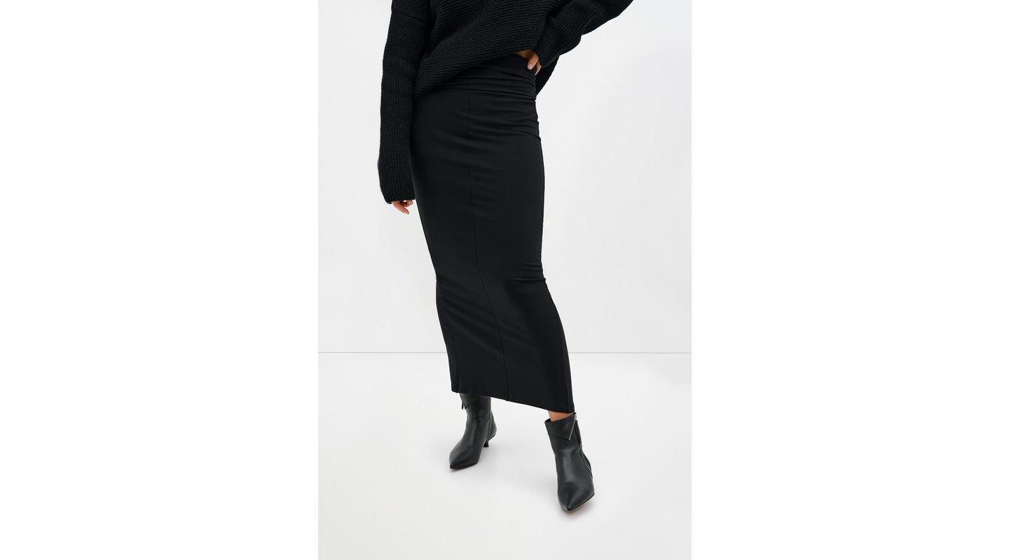 Женская юбка Marcella Frida High-Waisted Fold-Over Waistband Long Midi Skirt with Back Slit — фото 1