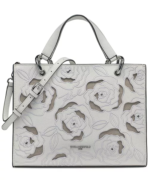 KARL LAGERFELD PARIS Monet Medium Leather Crossbody Satchel