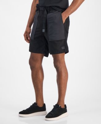 Men's Gabri Relaxed Fit Belted Mixed Media 7" Shorts