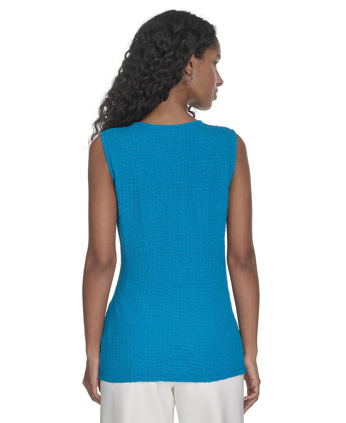 Shop Calvin Klein Women's Textured Twist-front Blouse In Corsica
