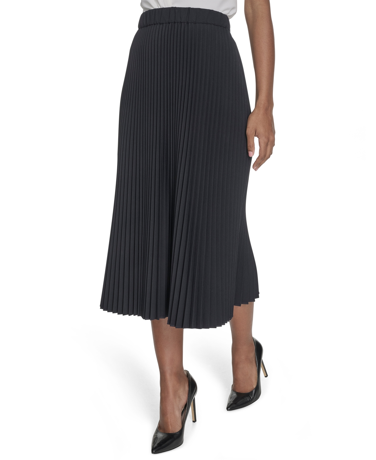 Calvin Klein Women's Pleated Pull-on Midi Skirt In Navy