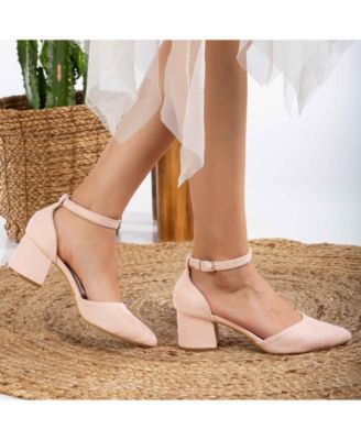 Miranda Low Block Heels with Pearls