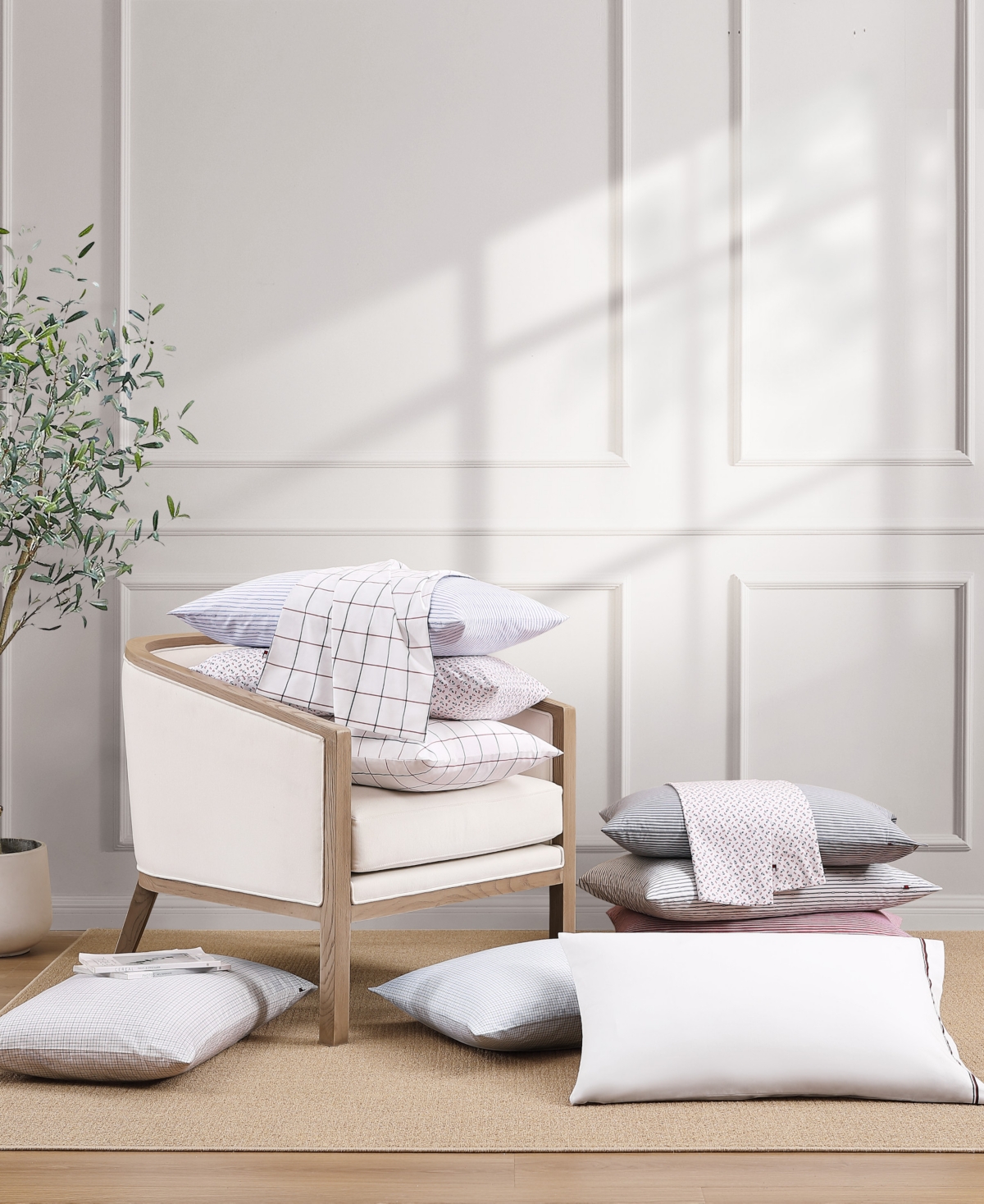 TOMMY HILFIGER PRINTED 200-THREAD COUNT COTTON PERCALE 4-PC. SHEET SET, FULL 