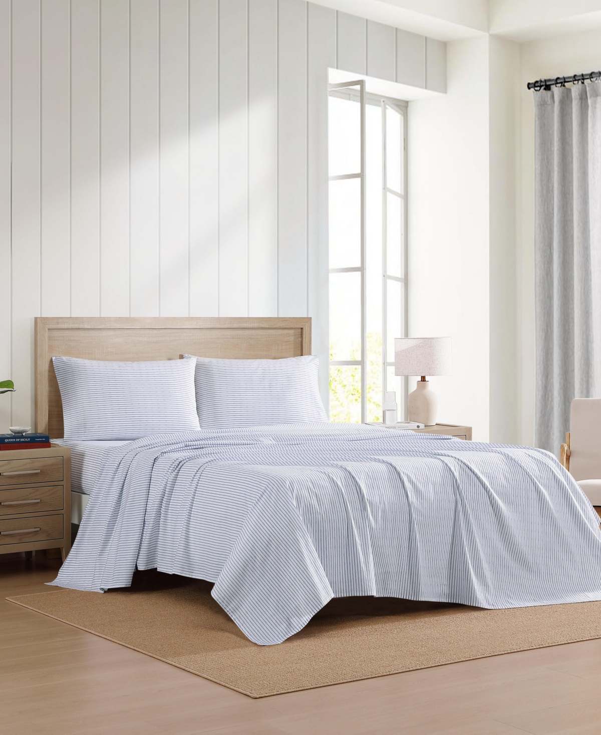 TOMMY HILFIGER PRINTED 200-THREAD COUNT COTTON PERCALE 4-PC. SHEET SET, KING 