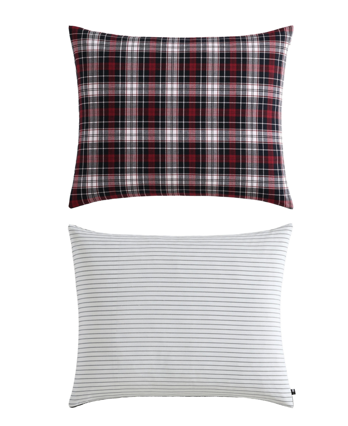 Tommy Hilfiger Essential Tartan Cotton Comforter Set In White,red,navy Blue