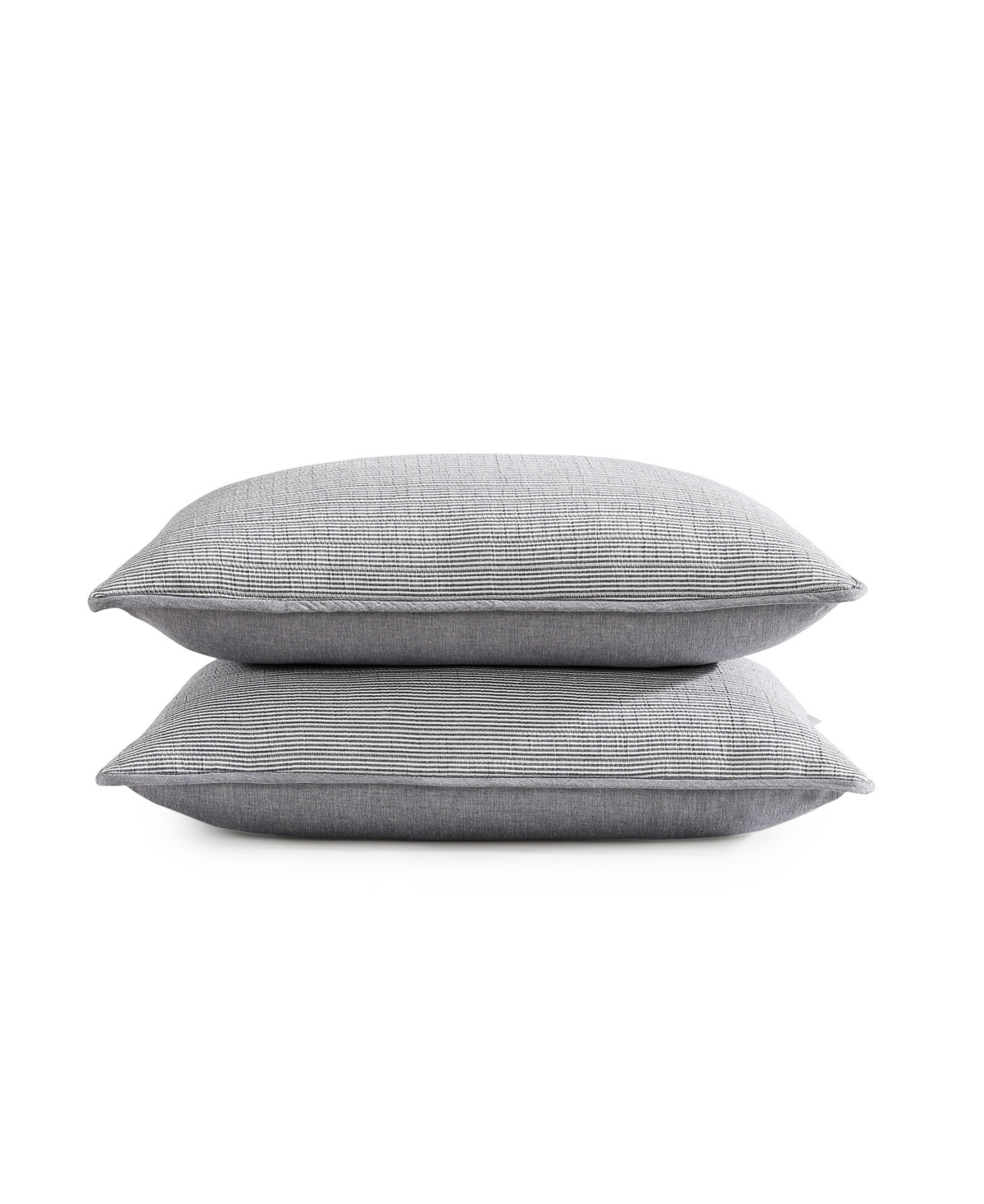 Tommy Hilfiger 136 Thread Count Ithaca Stripe Cotton Reversible Quilt Set In White,core Navy
