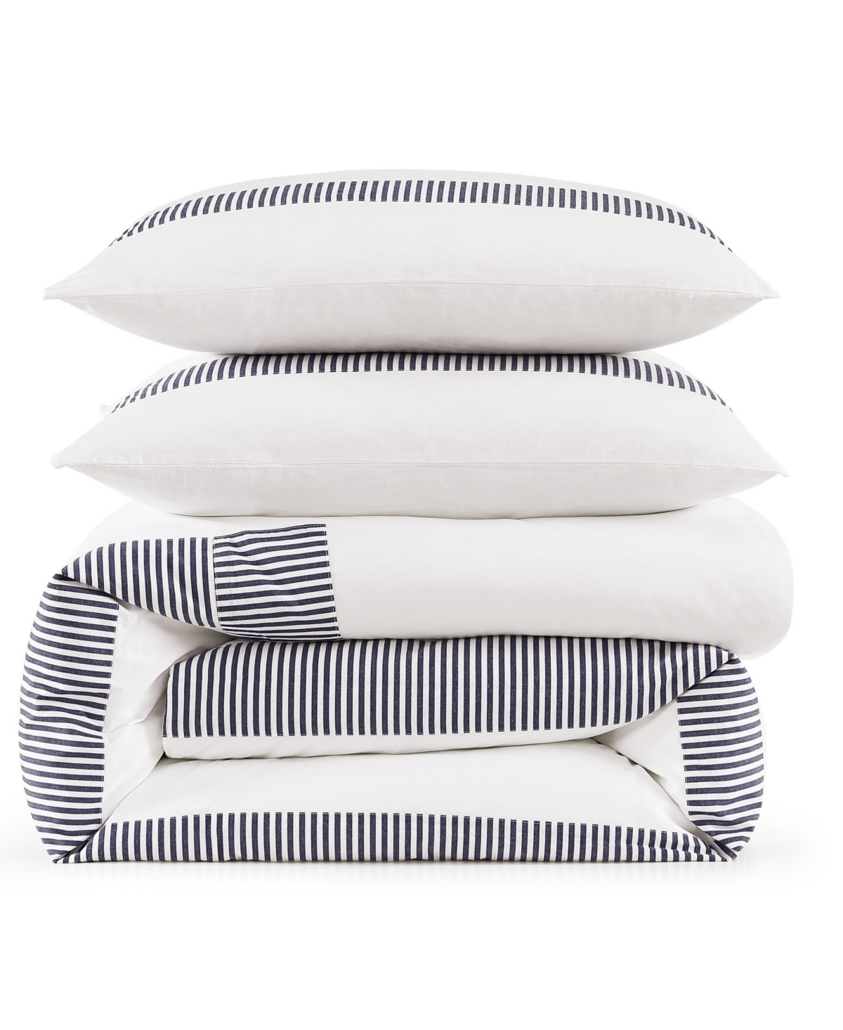 Tommy Hilfiger Madison Oxford Cotton 3-pc. Duvet Cover Set, King In Navy,white