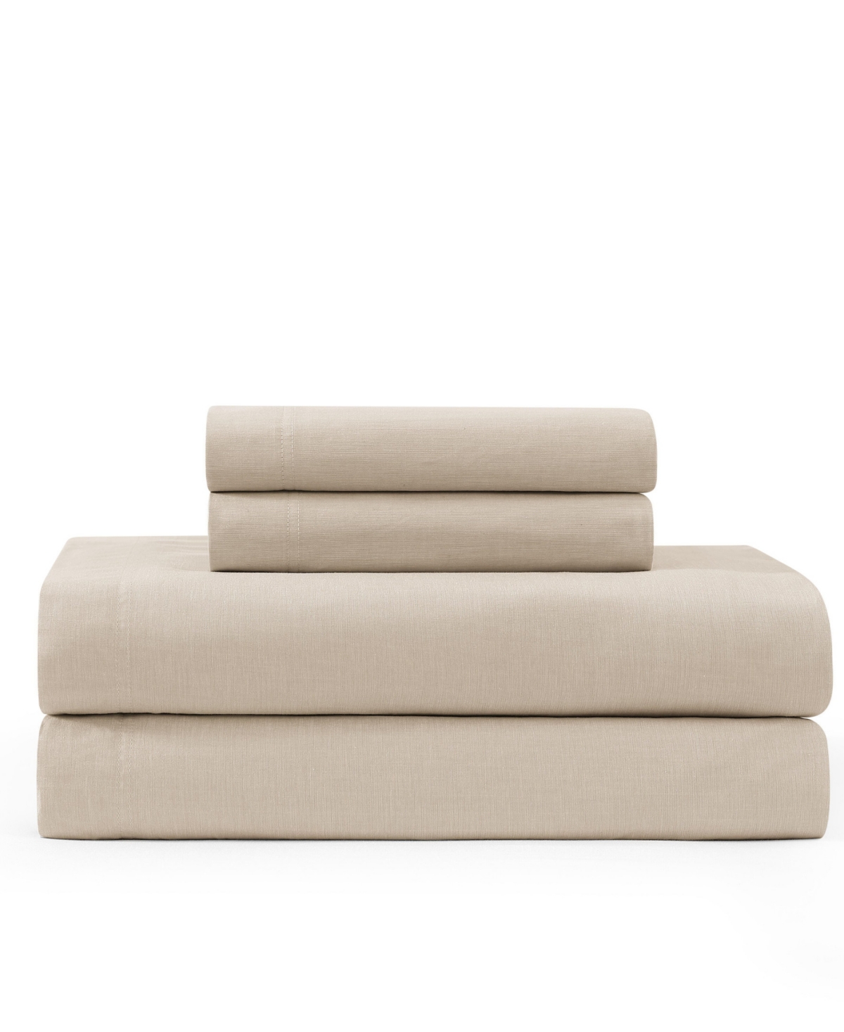 Tommy Hilfiger Solid 144-thread Count Cotton Chambray Washed 4-pc. Sheet Set, Full In Khaki