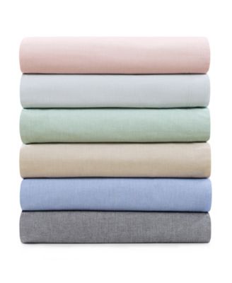 Solid 144-Thread Count Cotton Chambray Washed 3-Pc. Sheet Set, Twin XL