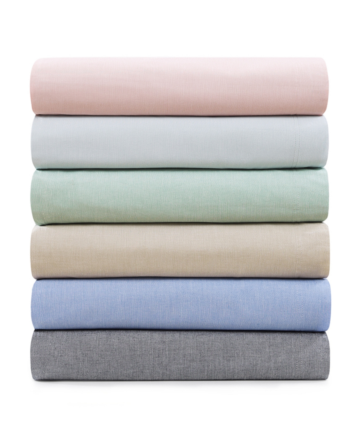 Shop Tommy Hilfiger Solid 144-thread Count Cotton Chambray Washed 3-pc. Sheet Set, Twin Xl In Pink