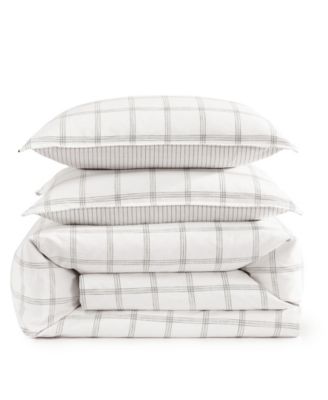 Modern Windowpane Faux Linen 3-Pc. Comforter Set, King