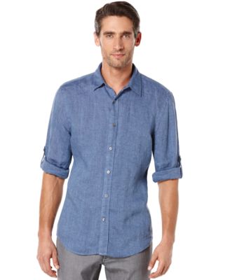 Perry Ellis - Long Sleeve Solid Linen Shirt