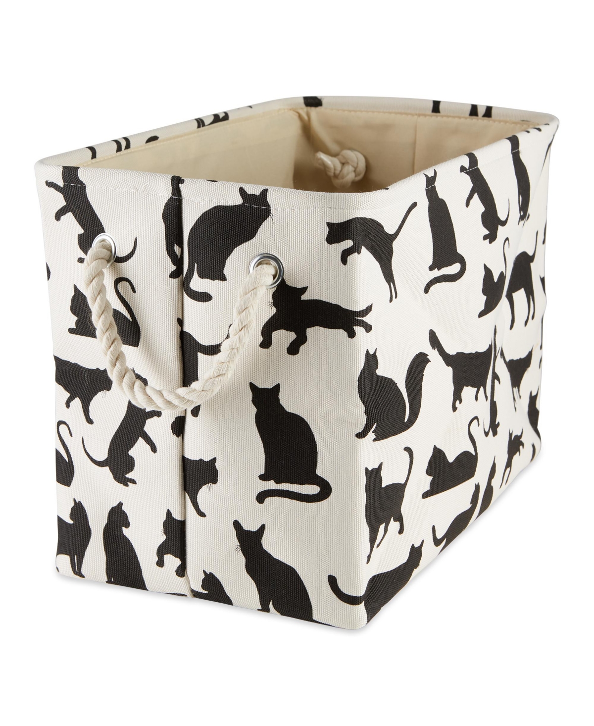 Cat's Meow Pet Storage Bin with Rope Handles - Black/white