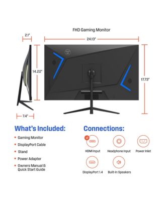 27 Inch Flat Gaming Monitor, 180Hz, 1ms, AMD FreeSync Support, Low Motion Blur, 1080p Full HD IPS Display, for Office, PC & Console Games with Built in Speakers, 1x DisplayPort, 2X HDMI
