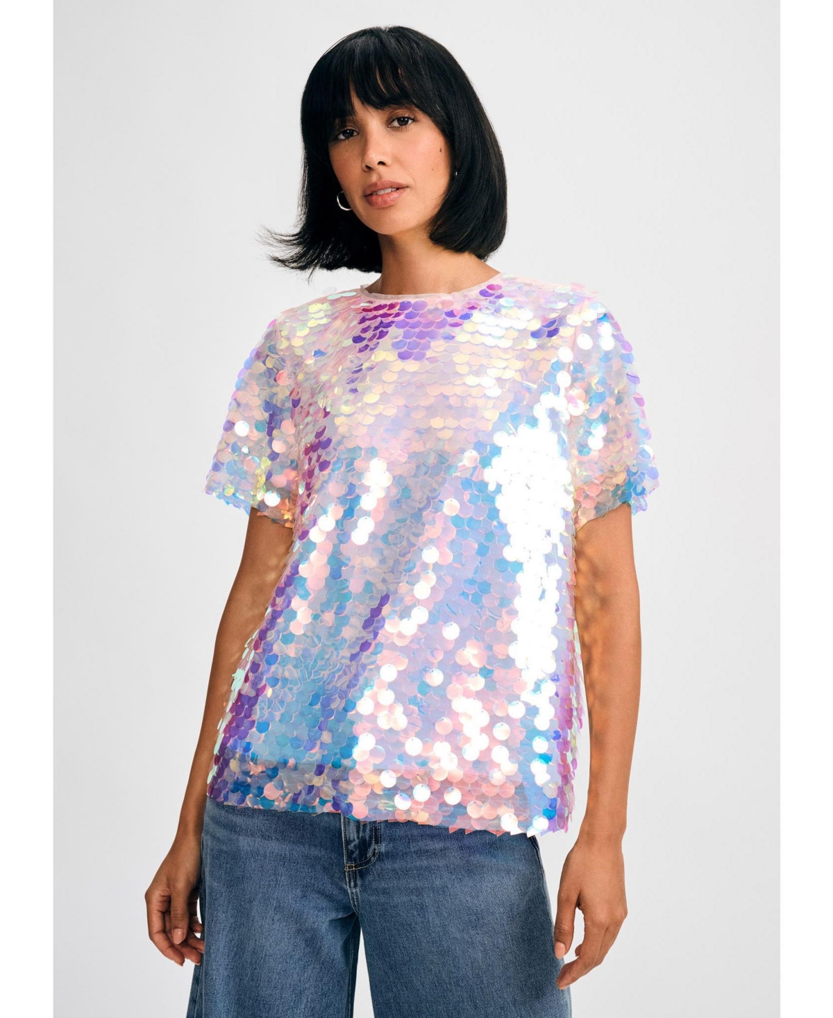 Women's Paillette Sequin Tee - Irredescent