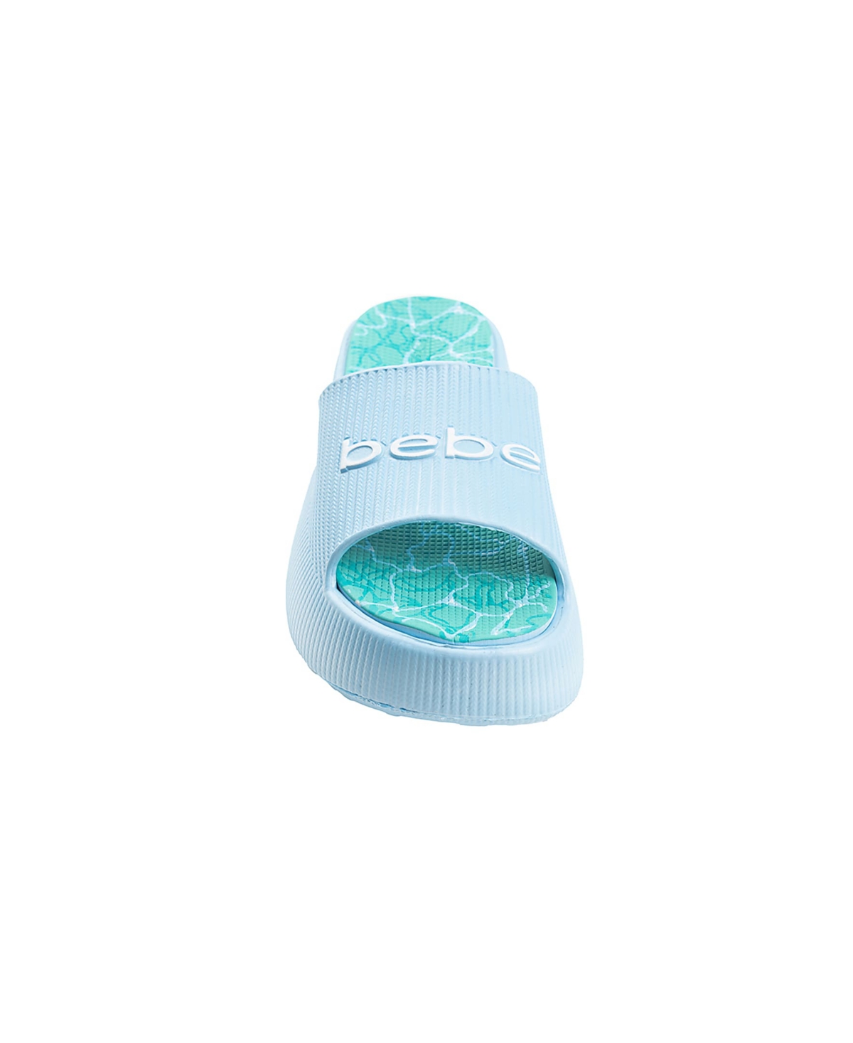 Bebe Little And Big Girls Trendy And Comfortable Summer Platform Slides In Light Pastel Blue