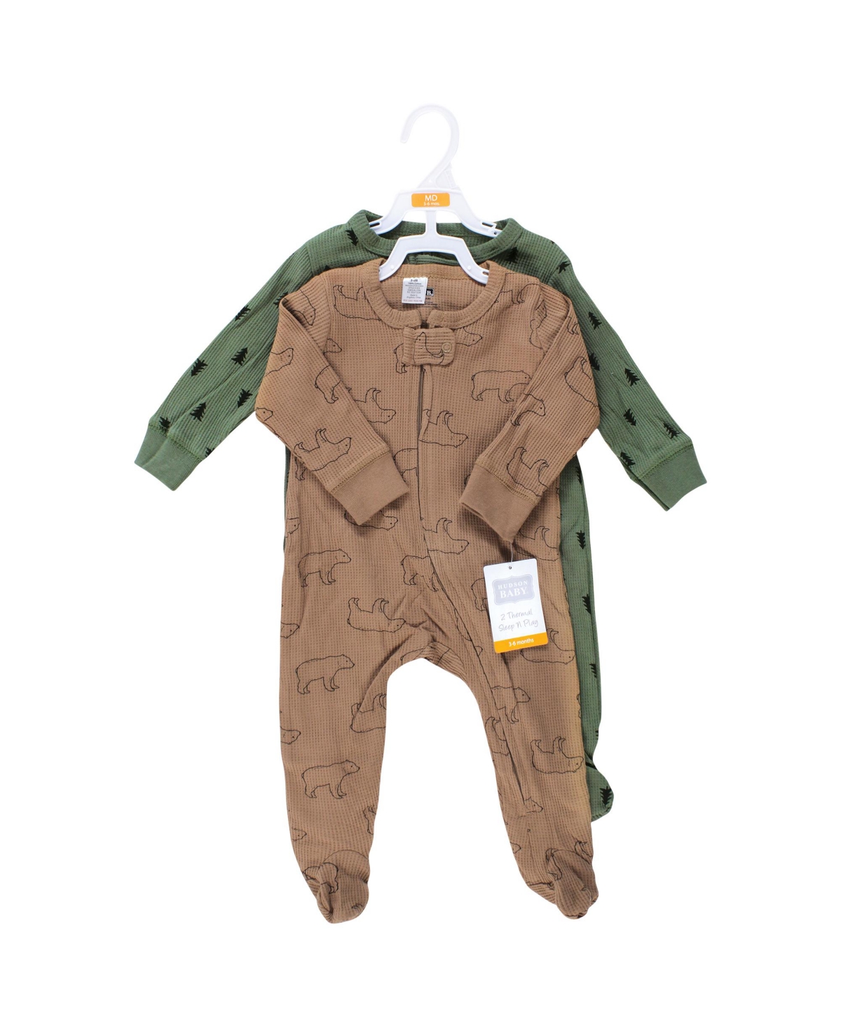 Hudson Baby Boys Cozy Thermal Zippered One-Piece Outfits 2-Pack
