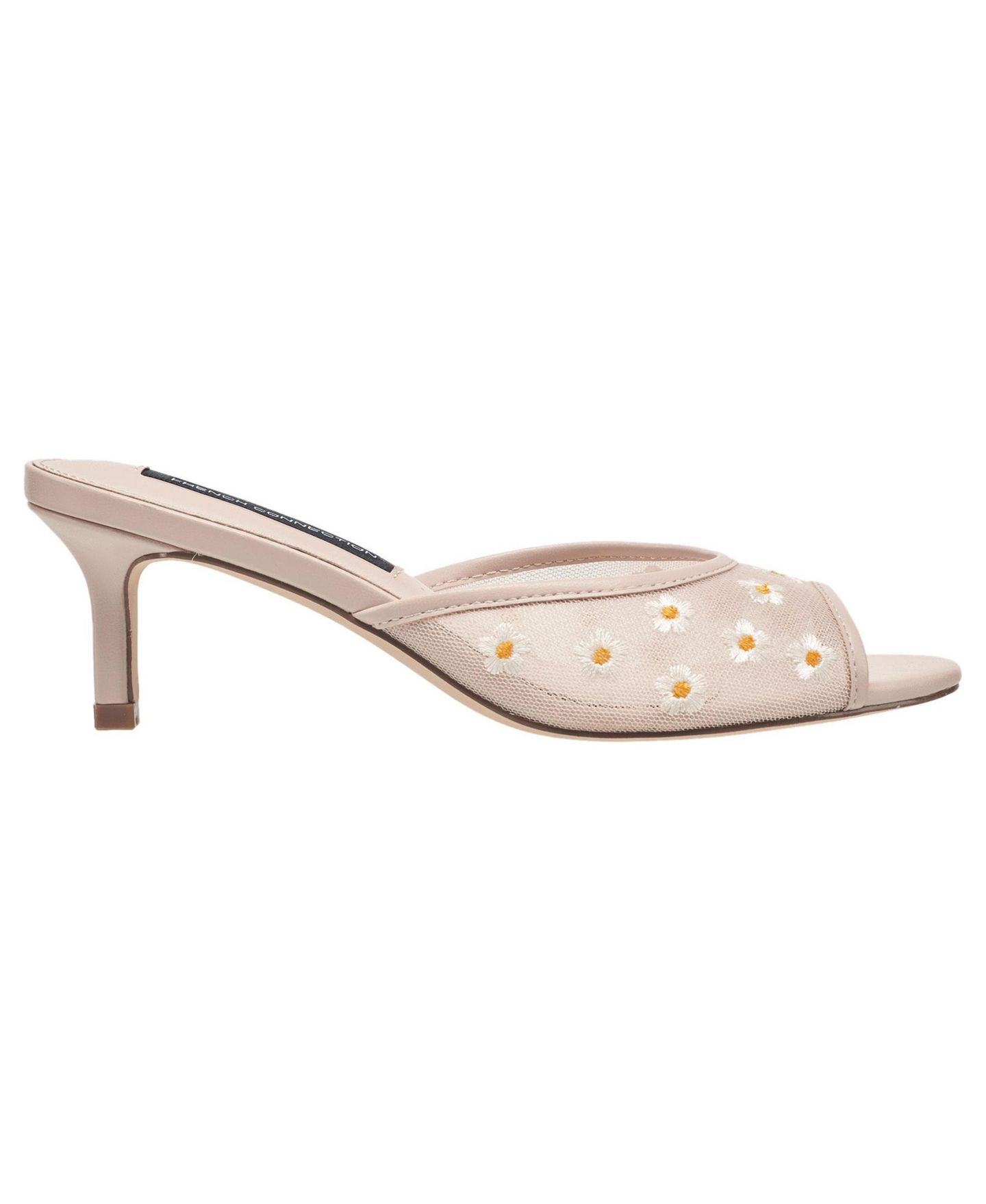 Женские туфли French Connection Nancy Mesh Embroidered Kitten Heel, цвет: Телесный — фото 2