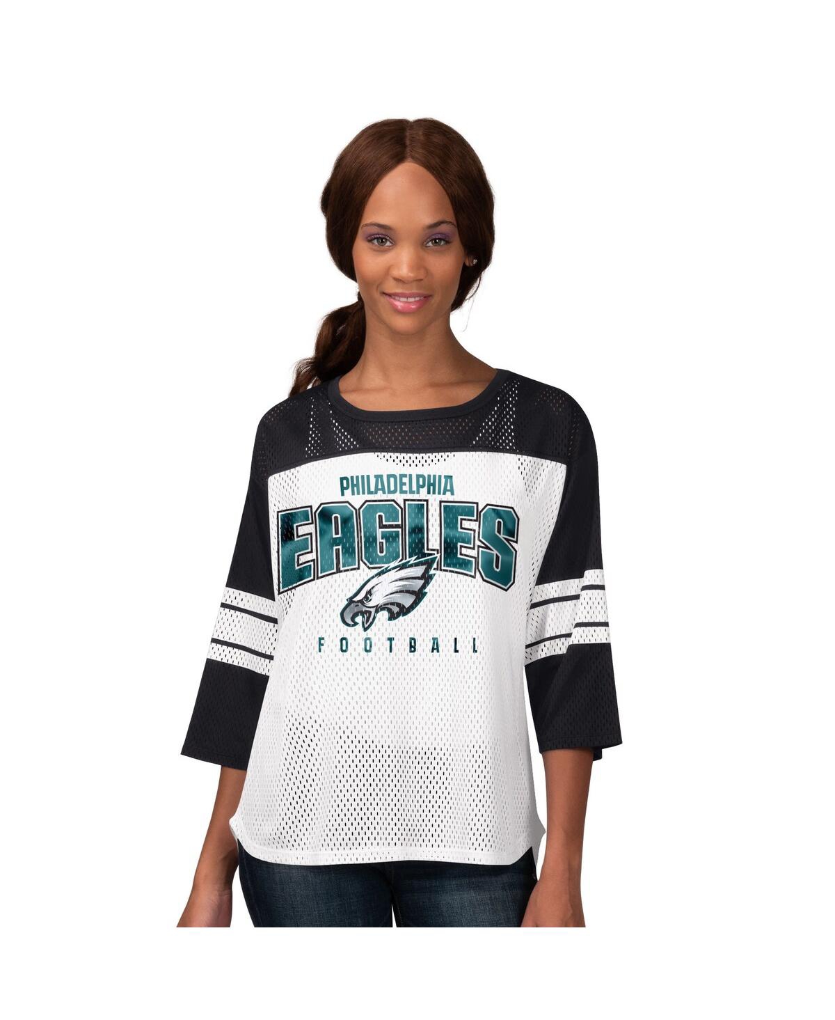 Shop G-iii 4her By Carl Banks Women's Black Philadelphia Eagles First Team 3/4-sleeve Mesh T-shirt