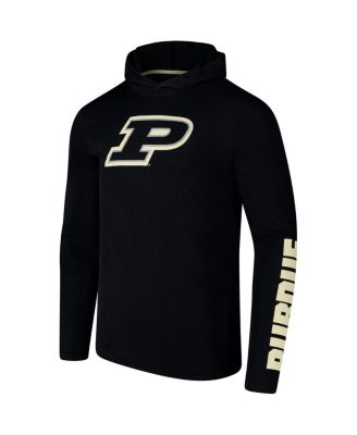 Men's Black Purdue Boilermakers Logo Lockup Active Blend Long Sleeve T-Shirt Hoodie