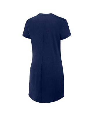 Women's Navy Michigan Wolverines Relaxed Fit Drape T-Shirt Dress