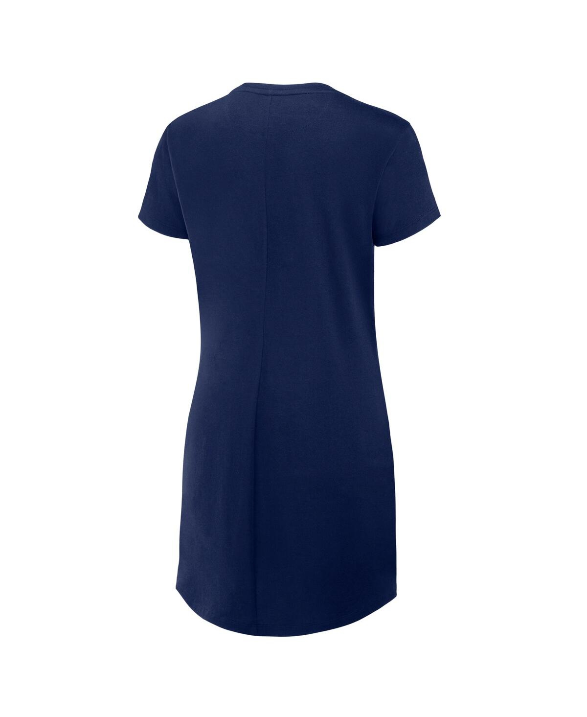 Fanatics Women's Navy Michigan Wolverines Relaxed Fit Drape T-shirt Dress In Navy