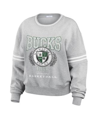 Women's Heather Gray Milwaukee Bucks French Terry Pullover Sweatshirt