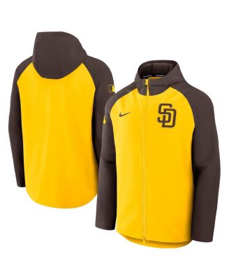 Nike - Men's Gold/Brown San Diego Padres Authentic Collection Raglan Performance Full-Zip Jacket