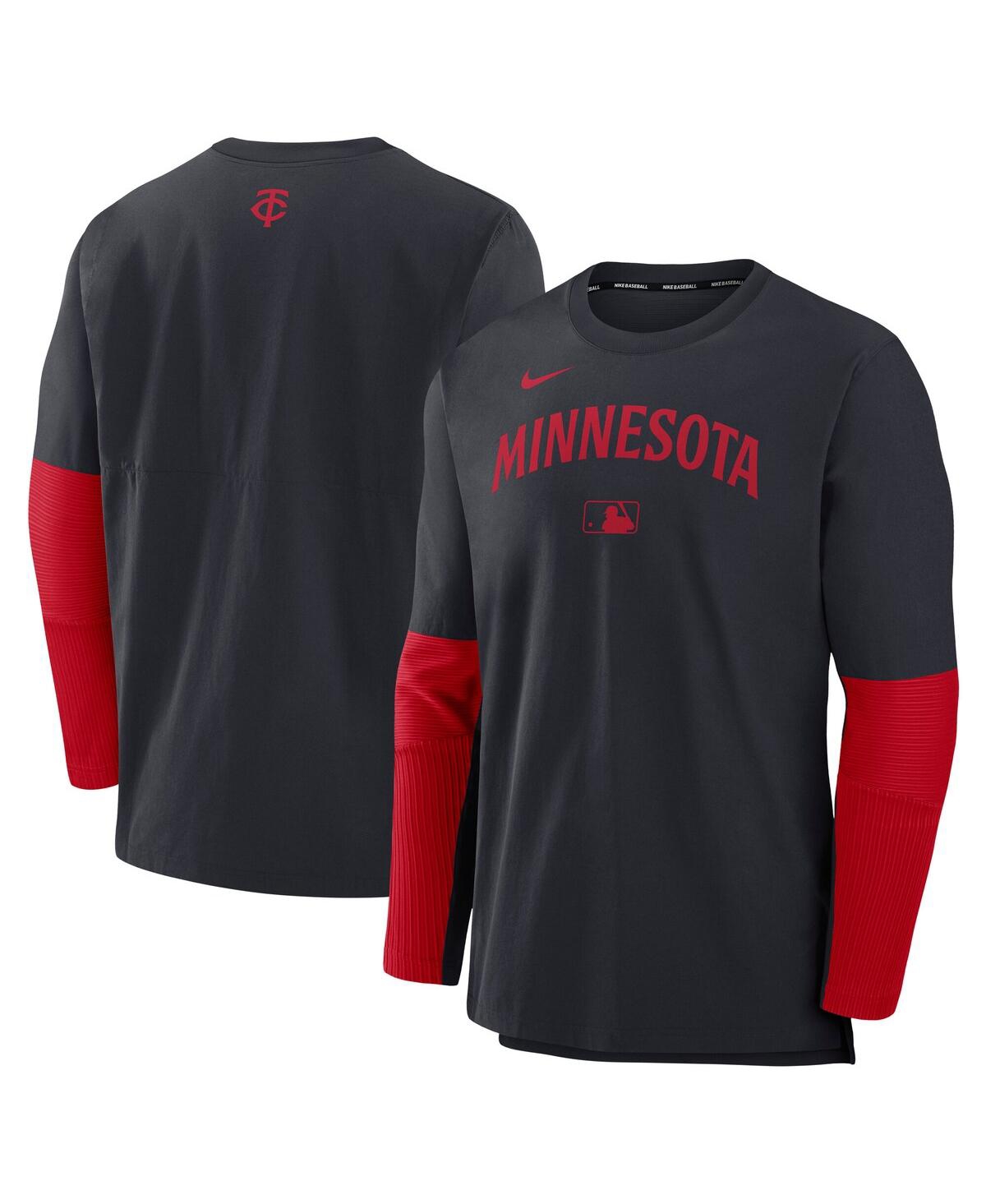Nike Minnesota Twins Authentic Collection Player  Men's Dri-fit Mlb Pullover Sweatshirt In Black