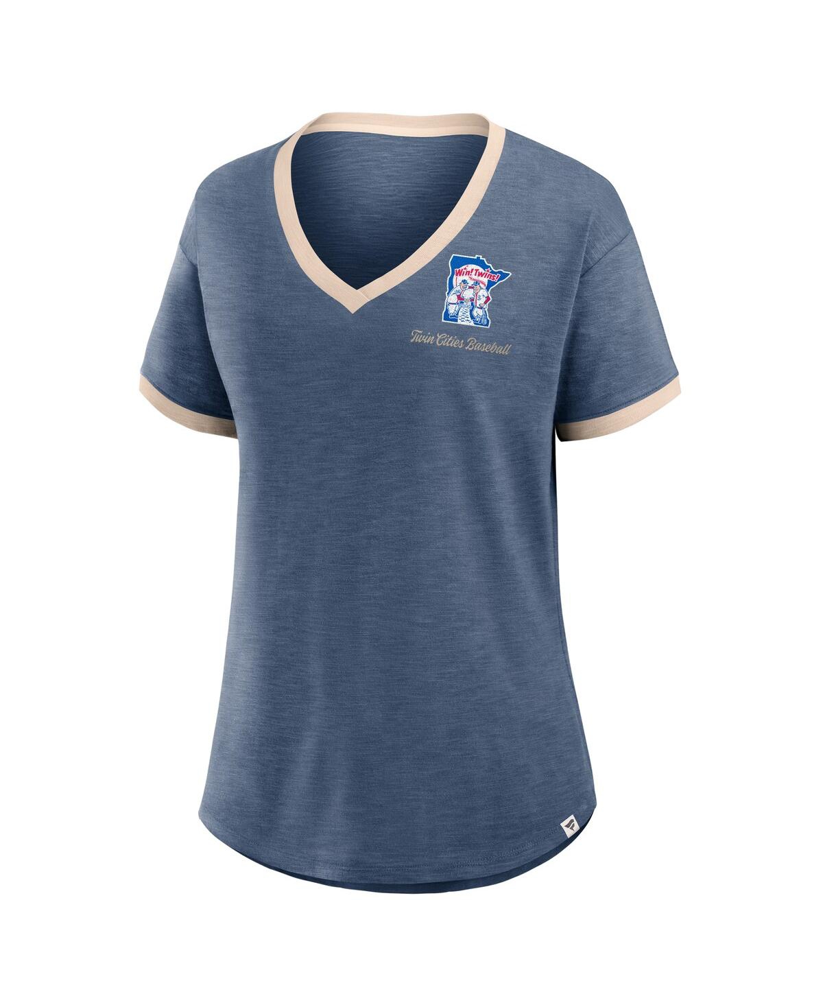 Fanatics Women's Navy Minnesota Twins Binge Worthy Stadium Slub V-neck T-shirt In Navy