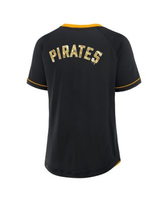 Women's Black Pittsburgh Pirates League Diva Star Raglan V-Neck T-Shirt