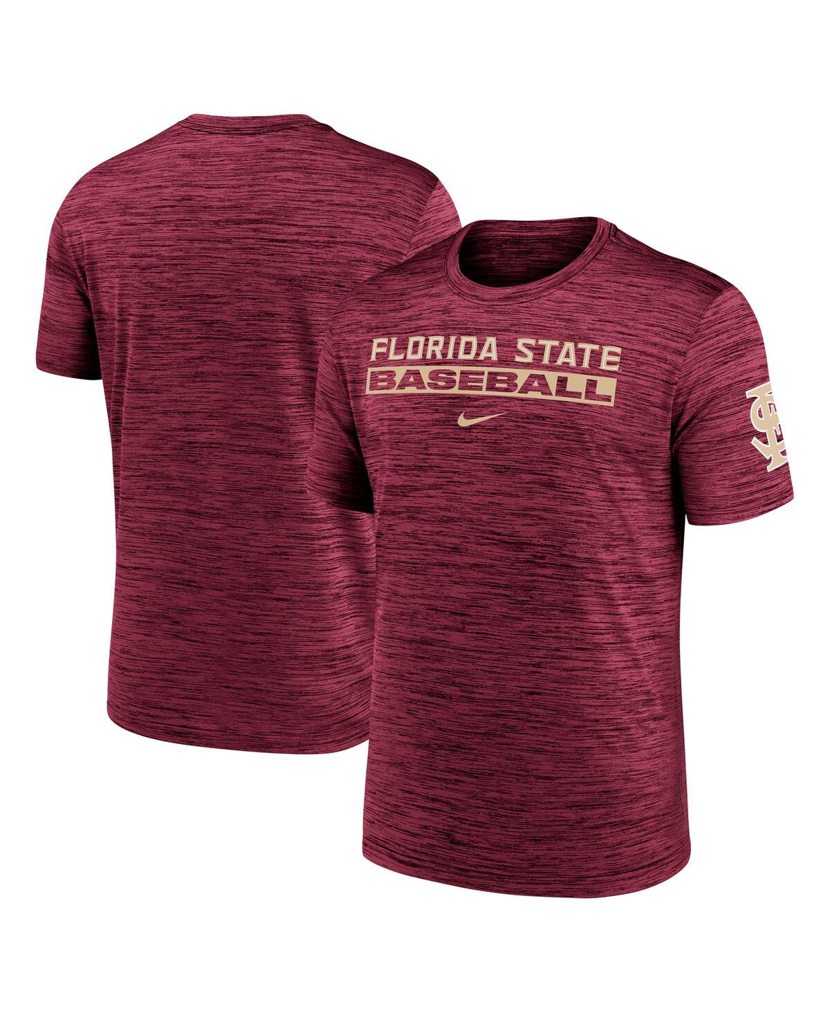 Nike Florida State Seminoles Velocity Baseball Wordmark Stack  Men's Dri-fit College T-shirt In Burgundy